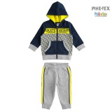 iDO 2 részes fiú szett, szürke-fekete-sárga, melegítő nadrággal (J267/00-8299)