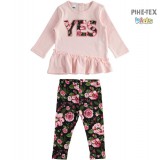 iDO 2 részes, lány, szett, rózsaszín-virág mintás, nadrággal (K676/00-8460)