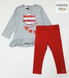 iDO 2 részes lány, szürke-piros szett, nadrággal (K674/00-8016)