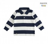 iDO fiú, fehér-fekete csíkos, hosszú ujjú, galléros felső (J227/00-3885)