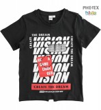 iDO fiú, fekete, rövid ujjú póló, nyomott mintával (J388/00-0658)