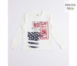 iDO fiú, krém színű, hosszú ujjú felső, nyomott mintával, Limits felirattal (K719/00-0112)