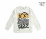 iDO fiú, krém színű, hosszú ujjú felső, nyomott mintával, Warning felirattal (K747/00-0112)