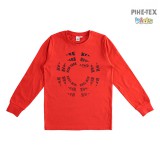 iDO fiú, piros, hosszú ujjú felső, nyomott mintával (J393/00-2235)