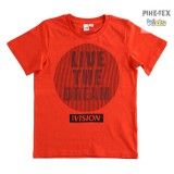 iDO fiú, piros, rövid ujjú, nyomott mintás póló (J387/00-2235)