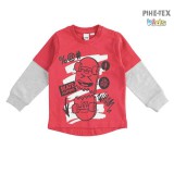 iDO fiú, piros-szürke, hosszú ujjú felső, nyomott gördeszkás mintával (K525/00-2253)