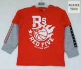 iDO fiú, piros-szürke, hosszú ujjú felső, nyomott mintával (J222/00-2253)