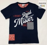 iDO fiú, sötétkék, rövid ujjú póló, nyomott mintával (J810/00-3547)