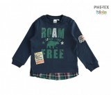 iDO fiú, sötétkék-zöld, hosszú ujjú felső, nyomott mintával (K539/00-3885)