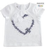 iDO lány, fehér rövid ujjú póló, nyomott és strasszköves mintával, Dream felirattal (J755/00-0113)