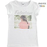 iDO lány, fehér, rövid ujjú póló, nyomott mintával (J498/00-0113)