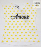 iDO lány, fehér-sárga rövid ujjú póló, nyomott mintával (J346/00-0113)