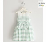 iDO lány, fehér-zöld csíkos, alkalmi ruha (J293/00-6ME5)