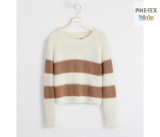 iDO lány, krém-barna csíkos, pulóver (K906/00-8138)