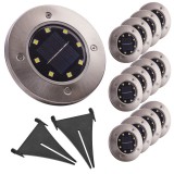 Ikonka 12 db napelemes lámpa a kertbe, földbe szúrható, kerek 12 cm-es átmérő, 8 LED/lámpa