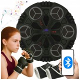 Ikonka LED bokszfal, 6 ütőponttal, 2 kesztyűvel + zenés bluetooth funkcióval – 35,5 cm, fekete-szürke