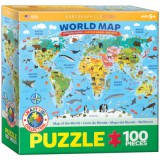 Illusztrált világtérkép 100 db-os gyermek puzzle (EUROGRAPHICS, 6100-5554)