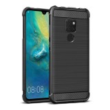 IMAK VEGA Huawei Mate 20 szilikon telefonvédő (közepesen ütésálló, szálcsiszolt, karbon minta) fekete