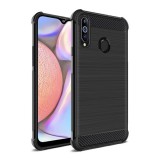 IMAK VEGA Samsung Galaxy A20s (SM-A207F) szilikon telefonvédő (közepesen ütésálló, szálcsiszolt, karbon minta) fekete