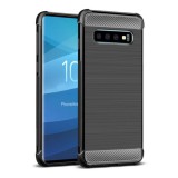 IMAK VEGA Samsung Galaxy S10 (SM-G973) szilikon telefonvédő (közepesen ütésálló, szálcsiszolt, karbon minta) fekete