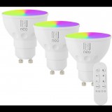 IMMAX NEO LITE 3x okos LED izzó GU10 6W RGB+CCT készlet, szabályozható, WiFi, Beacon (07724CDO)