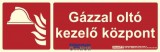 Implaser GÁZZAL OLTÓ KEZELŐ KÖZPONT felirat - Tűzvédelmi jel, Utánvilágító műanyag tábla 30x10 cm, 0,7 mm vastag - B150