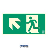 Implaser Menekülési út balra felfelé (lépcső) mutató, Utánvilágító műanyag tábla 32x16 cm, 0,7 mm vastag - B150
