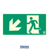 Implaser Menekülési út balra lefelé (lépcső) mutató, Utánvilágító műanyag tábla 32x16 cm, 0,7 mm vastag - B150