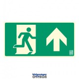 Implaser Menekülési út felfelé (előre) mutató, Utánvilágító műanyag tábla 32x16 cm, 0,7 mm vastag - B150