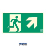 Implaser Menekülési út jobbra felfelé (lépcső) mutató, Utánvilágító műanyag tábla 32x16 cm, 0,7 mm vastag - B150