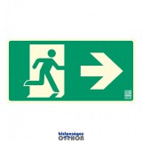 Implaser Menekülési út jobbra, Utánvilágító műanyag tábla 32x16 cm, 0,7 mm vastag - B150