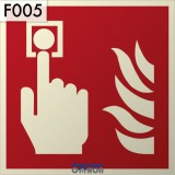 Implaser Tűzjelző kézi jelzésadó, Utánvilágító műanyag biztonsági jel tábla 15x15 cm - B150