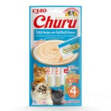 Inaba Cat Ciao Churu krémes macskaeledel - tonhal, tenger gyümölcsei 4 x (4 x 14 g)