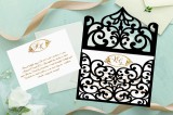 Indás borítékos esküvői meghívó, lézervágott