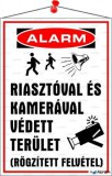. Információs tábla, 35x25 cm, "Riasztóval és kamerával védett terület"