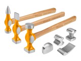 INGCO Karosszériás kalapács és egyengető készlet 7 részes Hickory nyéllel