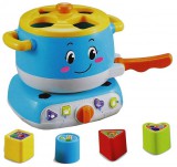 Interaktív Készségfejlesztő Tűzhely és Formabedobó Edény-Fény és Hanghatásokkal-Sütés, Főzés, Vízforralás Hangja