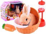 Interaktív Nyuszi Kosárban-Itatóval-Sárgarépával-Mozgatja az orrát-Hangeffektusok-Barna