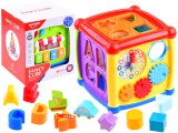 Interaktív Oktató Kocka-Formabedobó-ABC-Járművek-Forma-Világító Zongora-Dallamokkal-Biztonsági Tükör-Óra