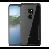 IPAKY műanyag telefonvédő (szilikon keret, közepesen ütésálló, átlátszó hátlap, légpárnás sarok) FEKETE [Huawei Mate 20] (5996457820382)