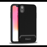 IPAKY szilikon telefonvédő (műanyag keret, közepesen ütésálló, karbon minta) FEKETE [Apple iPhone XR 6.1] (5996457801534)