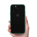 iPhone 11 Pro hátlaptok, telefon tok, ütésálló, zöld keretes, átlátszó, Devia Shark4
