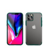 iPhone 12 Pro Max hátlaptok, telefon tok, ütésálló, zöld kerettel, átlátszó, Devia Pioneer