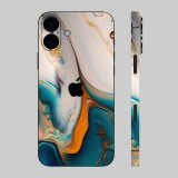 iPhone 16 - Kék-arany márvány mintás hátlap fólia