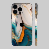 iPhone 16 Pro - Kék-arany márvány mintás hátlap fólia