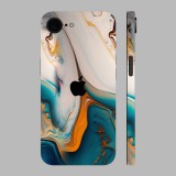 iPhone 16e - Kék-arany márvány mintás hátlap fólia