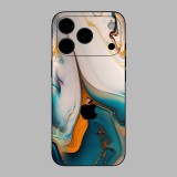 iPhone 17 Pro - Kék-arany márvány mintás hátlap fólia