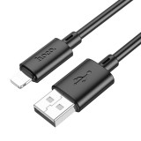 iPhone adatkábel, töltőkábel, iPhone 8pin, lightning - USB, fekete, 2.4A 1m, Hoco X88