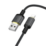 iPhone Lightning - USB-A kábel 1m 12W gyorstöltő töltőkábel, fekete, Hoco X128