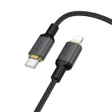 iPhone Lightning - USB-C kábel 1m 30W PD gyorstöltő töltőkábel, fekete, Hoco X128